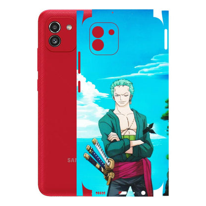 Samsung A/S Series Phone Skins (All Models) - Cool Swordman Zoro Anime - Matte Finish (M-143) Samsung Galaxy A03