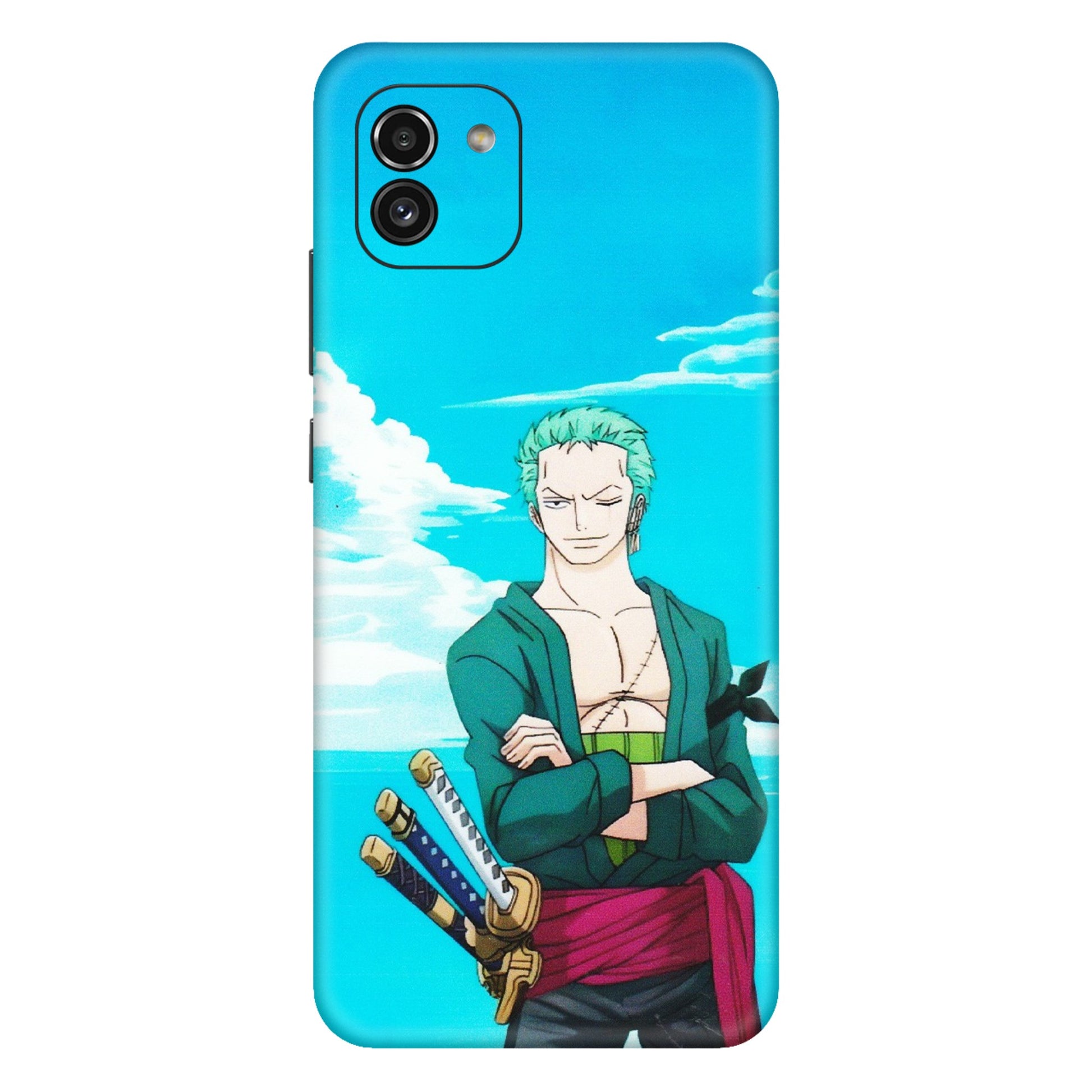 Samsung A/S Series Phone Skins (All Models) - Cool Swordman Zoro Anime - Matte Finish (M-143) Samsung Galaxy A03