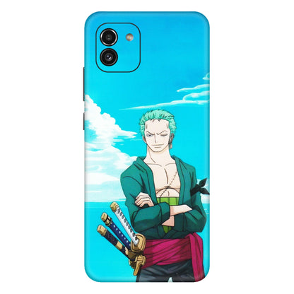 Samsung A/S Series Phone Skins (All Models) - Cool Swordman Zoro Anime - Matte Finish (M-143) Samsung Galaxy A03