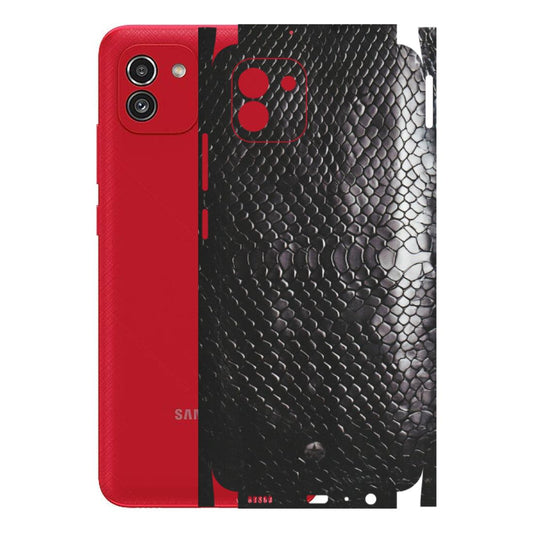 Samsung A/S Series Phone Skins (All Models) - Black Snack Leather - Matte Finish (M-147) Samsung Galaxy A03