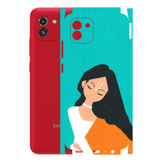Samsung A/S Series Phone Skins (All Models) - Radhe Radhe With Hindu Symbol - Matte Finish (M-164) Samsung Galaxy A03