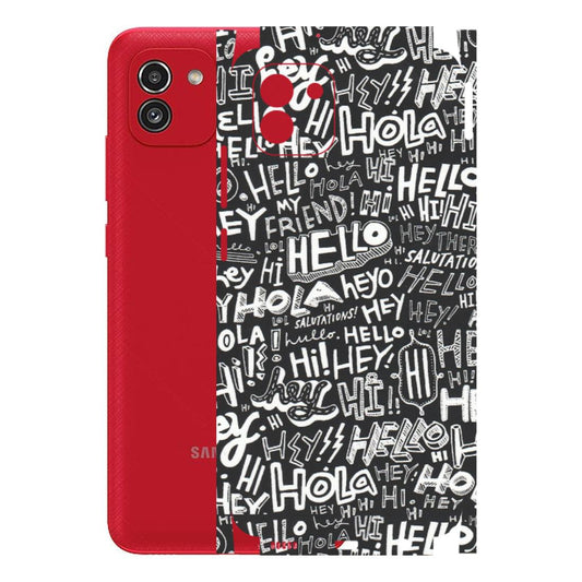 Samsung A/S Series Phone Skins (All Models) - Hi Hello Doodles - Matte Finish (M-25) Samsung Galaxy A03
