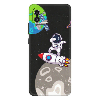 Samsung A/S Series Phone Skins (All Models) - Astronaut Vibing Toon Running - Matte Finish (M-39) Samsung Galaxy A03