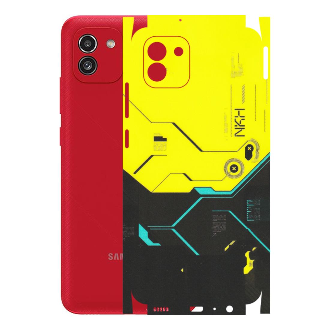 Samsung A/S Series Phone Skins (All Models) - Black Yellow Technica - Matte Finish (M-53) Samsung Galaxy A03