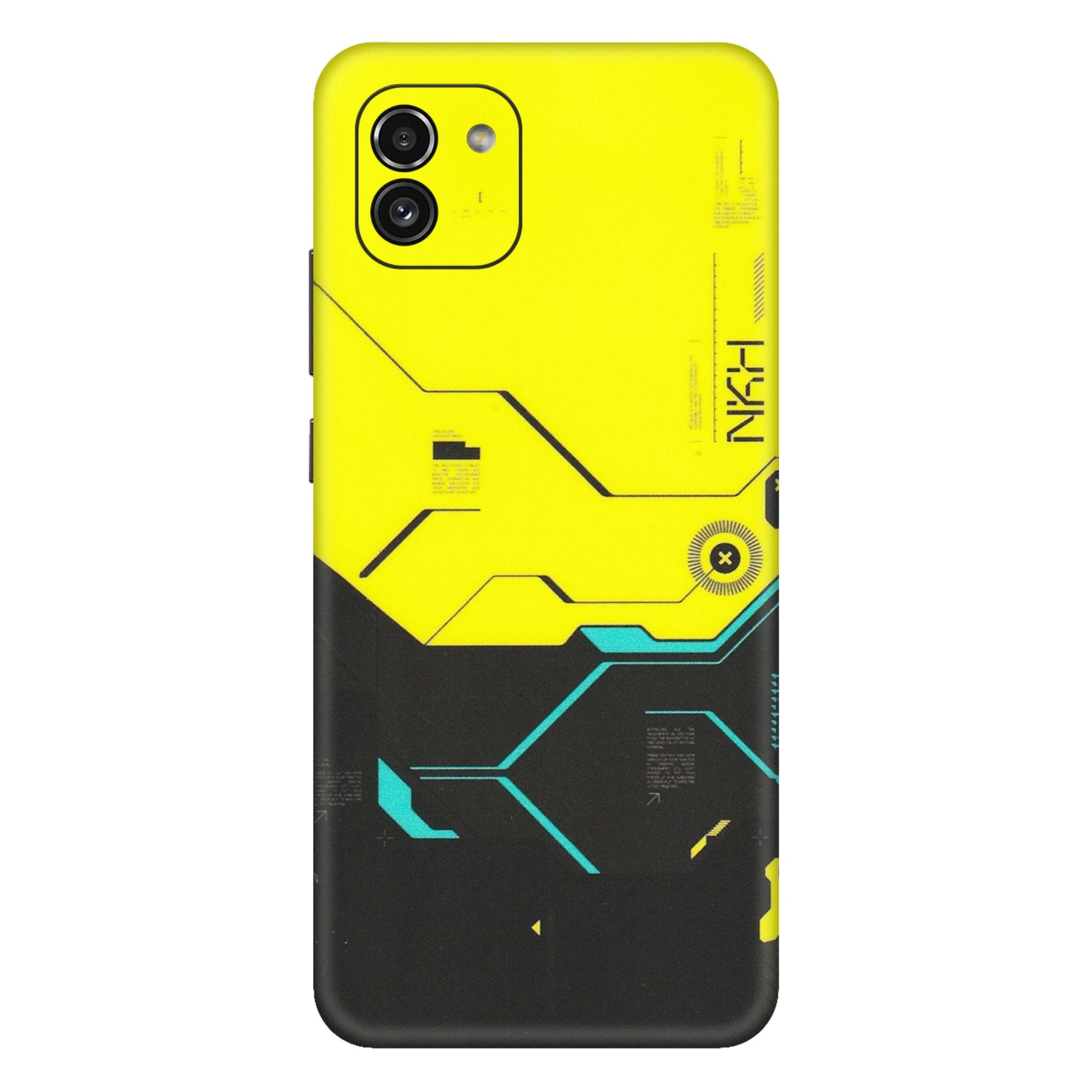 Samsung A/S Series Phone Skins (All Models) - Black Yellow Technica - Matte Finish (M-53) Samsung Galaxy A03