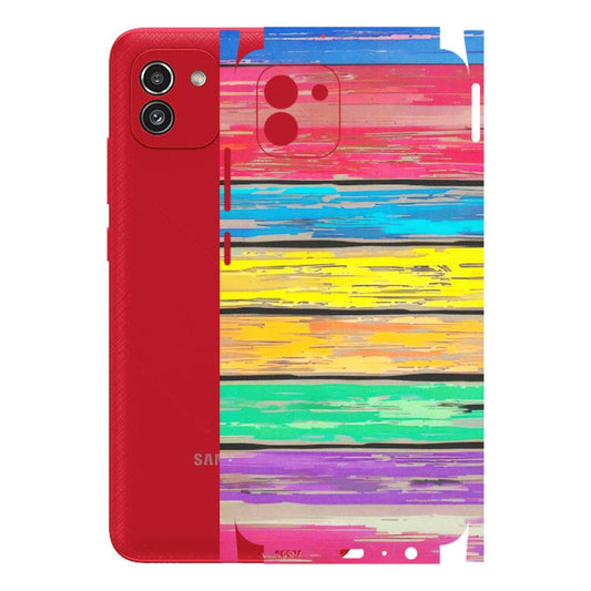Samsung A/S Series Phone Skins (All Models) - Multi Colour Wooden Wall - Matte Finish (M-96) Samsung Galaxy A03