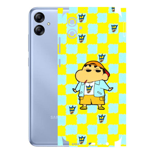 Samsung A/S Series Phone Skins (All Models) - Yellow Blue Shinchan Cute - 3D Embossed Finish (L-221) Samsung Galaxy A04E