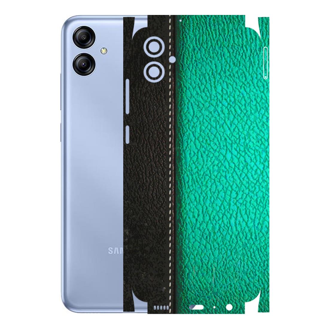 Samsung A/S Series Phone Skins (All Models) - Black Green Dual Leather Stich - 3D Embossed Finish (L-233) Samsung Galaxy A04E