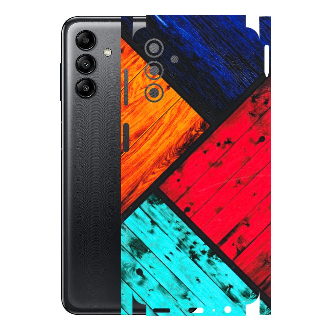 Samsung A/S Series Phone Skins (All Models) - Colourful Wood Panels Abstract - 3D Embossed Finish (L-09) Samsung Galaxy A04S