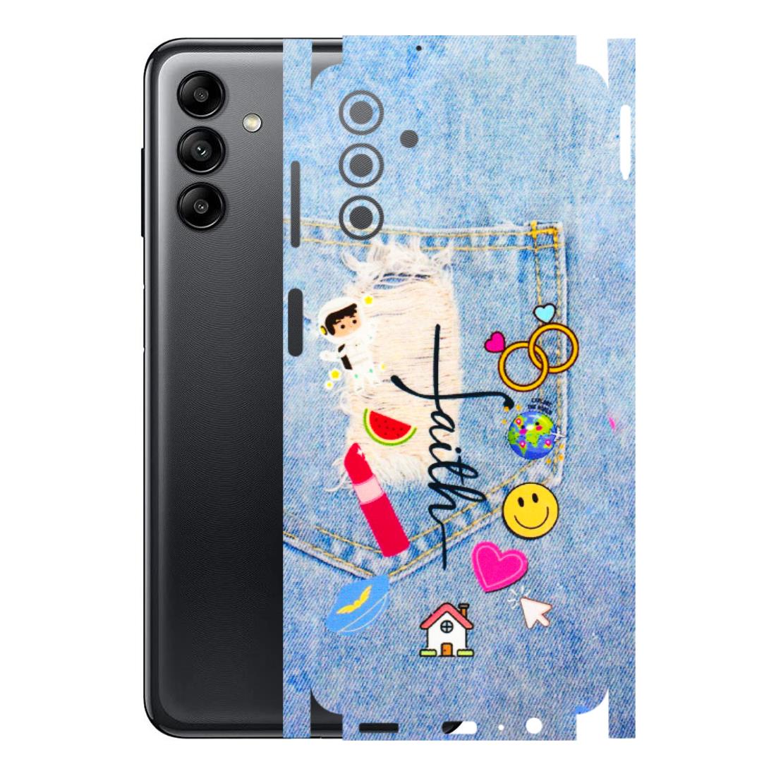 Samsung A/S Series Phone Skins (All Models) - Denim Jeans Pocket - 3D Embossed Finish (L-134) Samsung Galaxy A04S