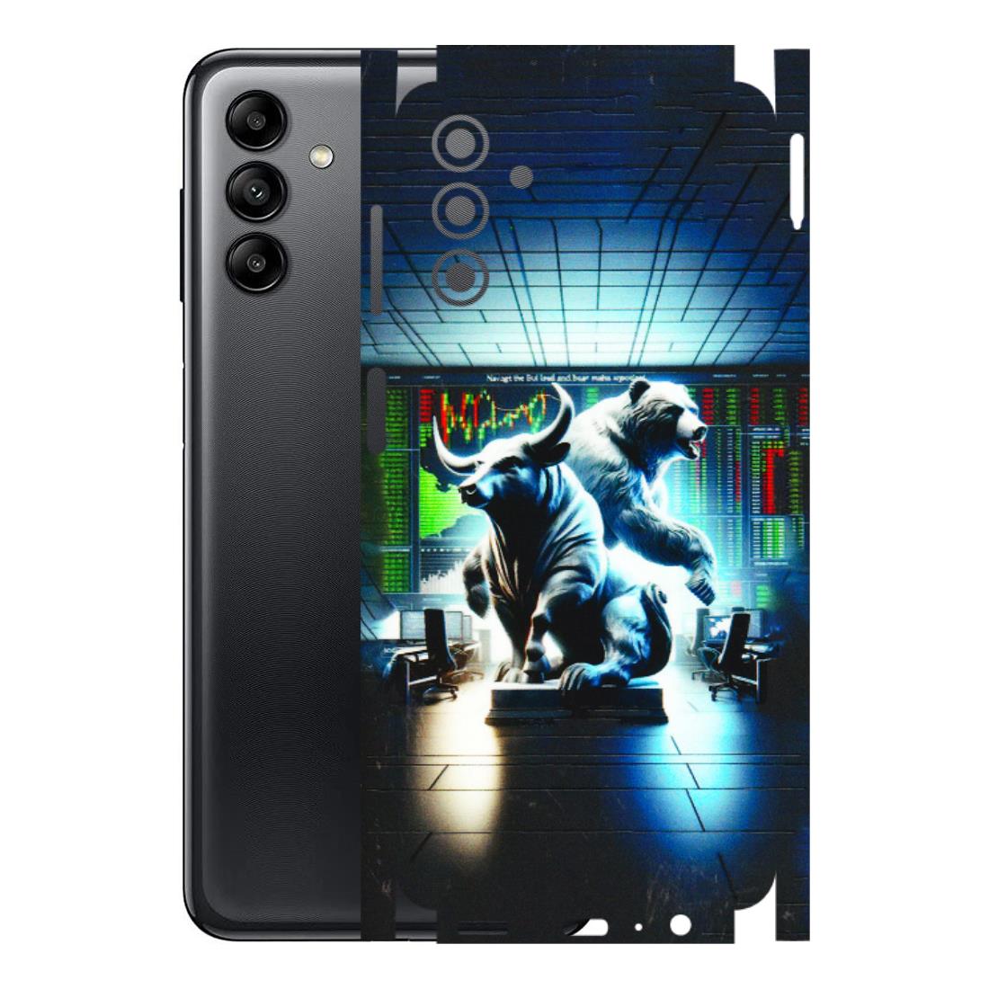 Samsung A/S Series Phone Skins (All Models) - Stock Market Sensex Bear vs Bulls - 3D Embossed Finish (L-15) Samsung Galaxy A04S