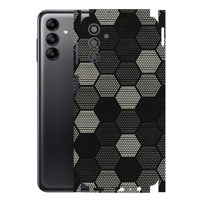 Samsung A/S Series Phone Skins (All Models) - Black & White Dotted Honeycomb Texture - 3D Embossed Finish (L-202) Samsung Galaxy A04S