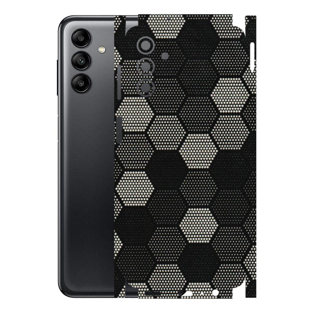 Samsung A/S Series Phone Skins (All Models) - Black & White Dotted Honeycomb Texture - 3D Embossed Finish (L-202) Samsung Galaxy A04S