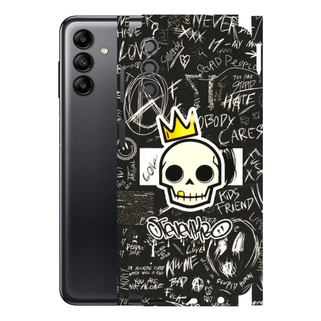Samsung A/S Series Phone Skins (All Models) - Funny Skull Black Chalk Grafitti - 3D Embossed Finish (L-22) Samsung Galaxy A04S
