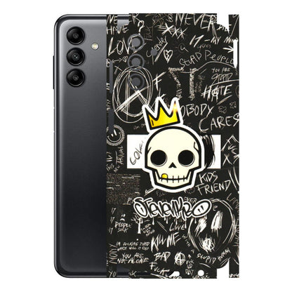 Samsung A/S Series Phone Skins (All Models) - Funny Skull Black Chalk Grafitti - 3D Embossed Finish (L-22) Samsung Galaxy A04S