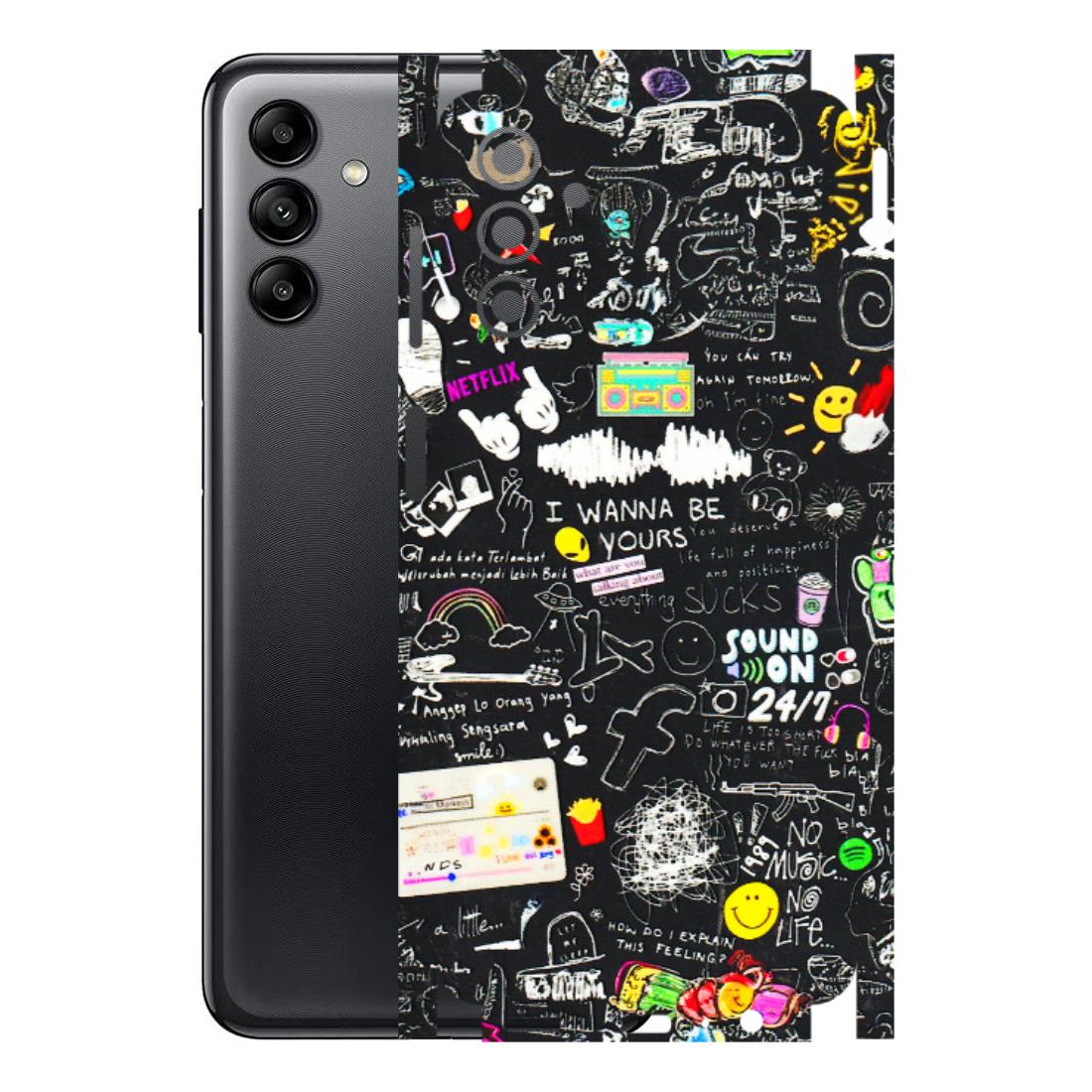 Samsung A/S Series Phone Skins (All Models) - Black Creatives Doodles - 3D Embossed Finish (L-311) Samsung Galaxy A04S