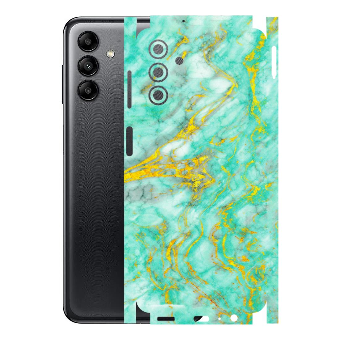 Samsung A/S Series Phone Skins (All Models) - Green And Gold Marble Feel - Matte Finish (M-16) Samsung Galaxy A04S
