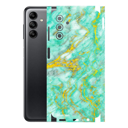 Samsung A/S Series Phone Skins (All Models) - Green And Gold Marble Feel - Matte Finish (M-16) Samsung Galaxy A04S