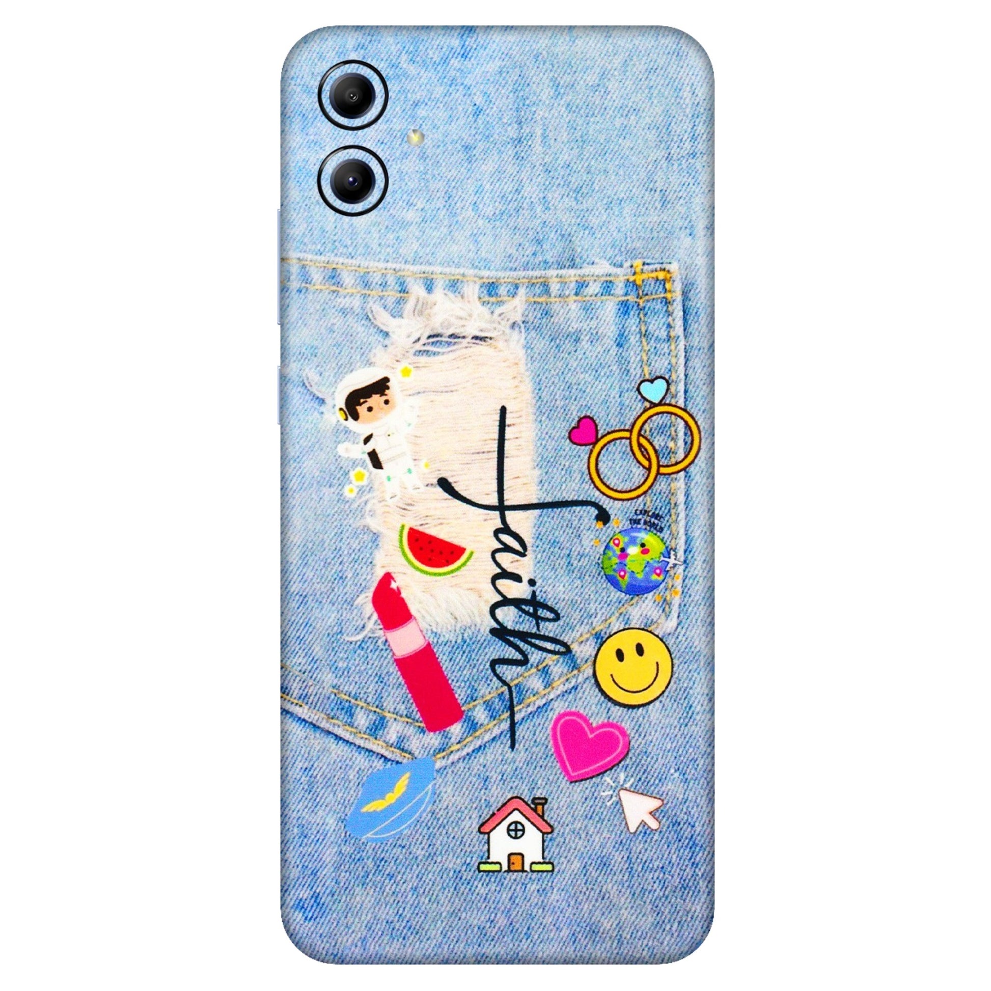 Samsung A/S Series Phone Skins (All Models) - Denim Jeans Pocket - 3D Embossed Finish (L-134) Samsung Galaxy A04E