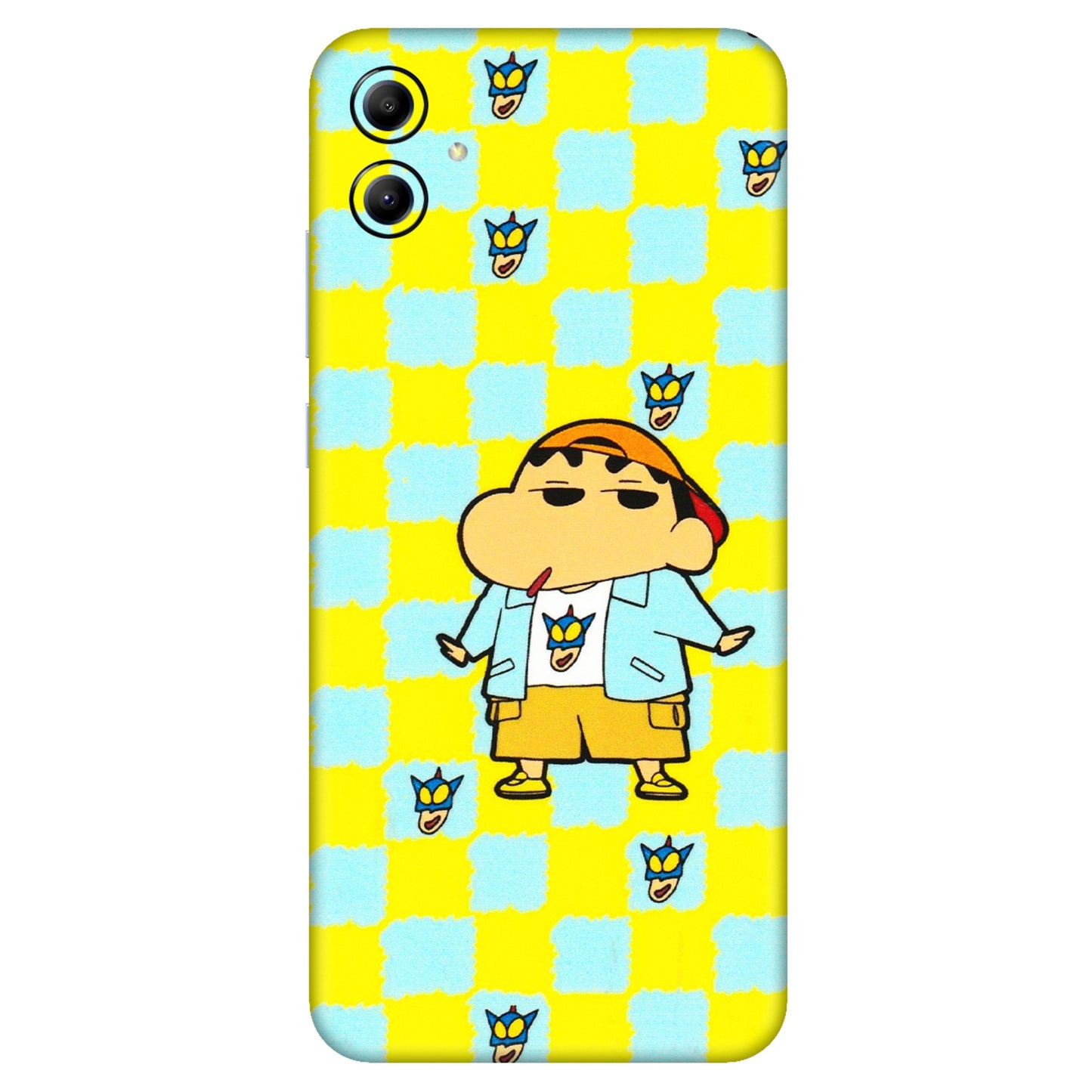 Samsung A/S Series Phone Skins (All Models) - Yellow Blue Shinchan Cute - 3D Embossed Finish (L-221) Samsung Galaxy A04E
