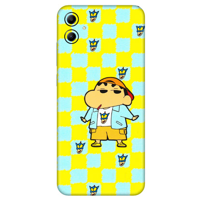 Samsung A/S Series Phone Skins (All Models) - Yellow Blue Shinchan Cute - 3D Embossed Finish (L-221) Samsung Galaxy A04E