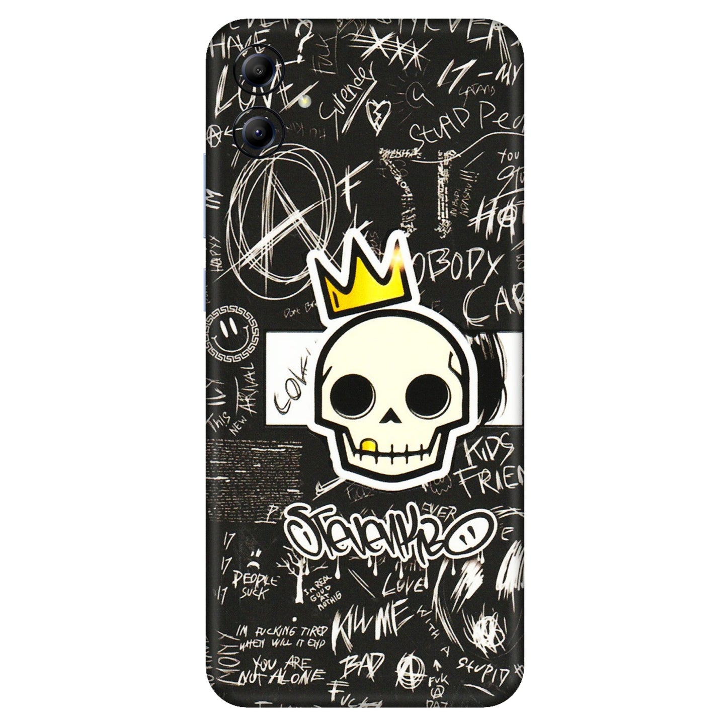 Samsung A/S Series Phone Skins (All Models) - Funny Skull Black Chalk Grafitti - 3D Embossed Finish (L-22) Samsung Galaxy A04E
