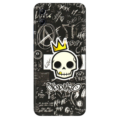 Samsung A/S Series Phone Skins (All Models) - Funny Skull Black Chalk Grafitti - 3D Embossed Finish (L-22) Samsung Galaxy A04E