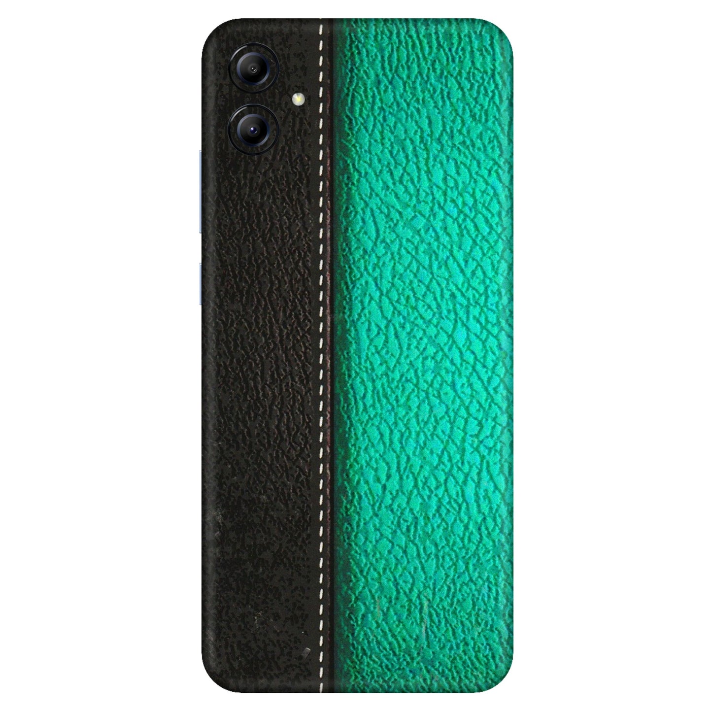 Samsung A/S Series Phone Skins (All Models) - Black Green Dual Leather Stich - 3D Embossed Finish (L-233) Samsung Galaxy A04E