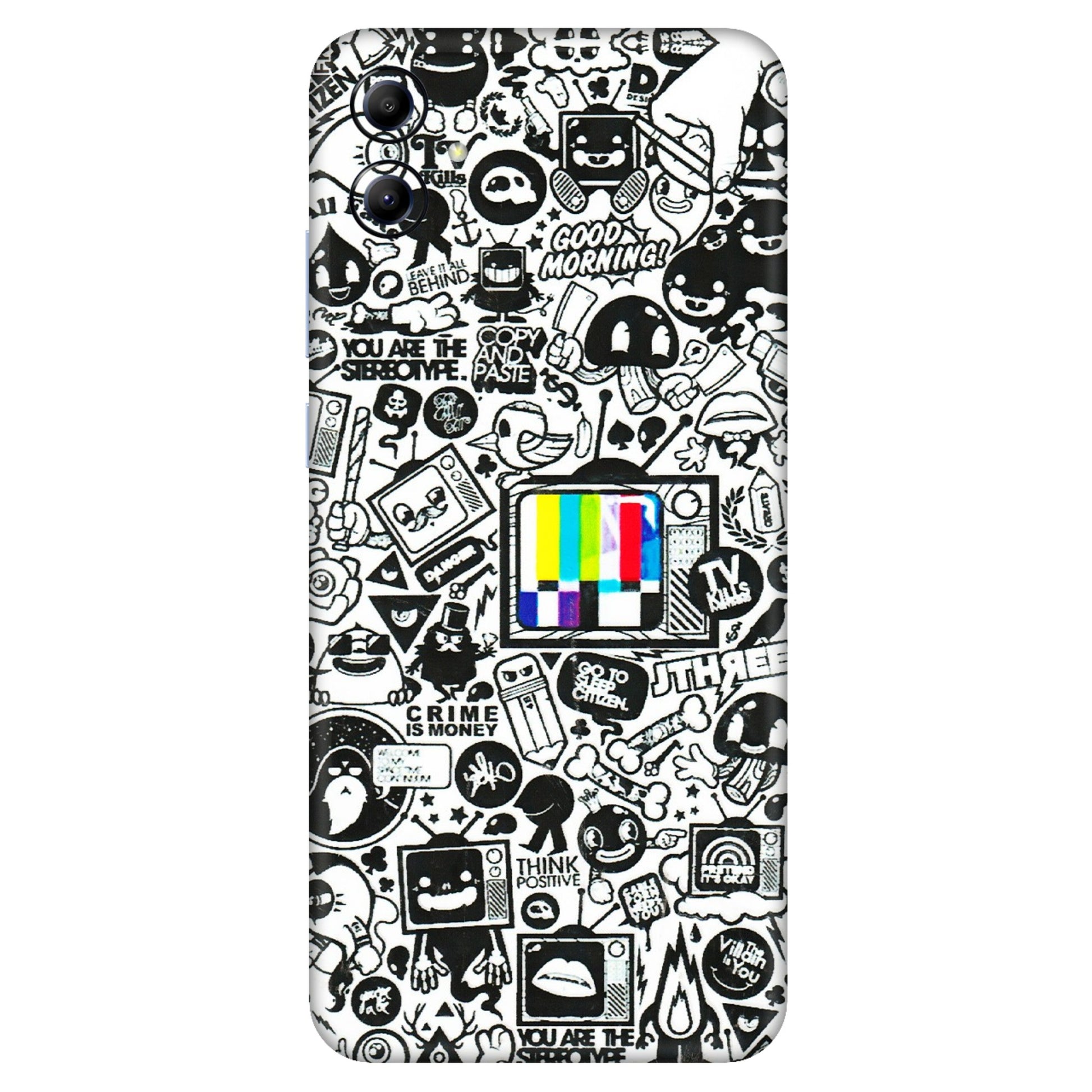 Samsung A/S Series Phone Skins (All Models) - Doodles Positive Art - 3D Embossed Finish (L-263) Samsung Galaxy A04E