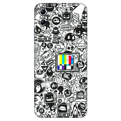 Samsung A/S Series Phone Skins (All Models) - Doodles Positive Art - 3D Embossed Finish (L-263) Samsung Galaxy A04E