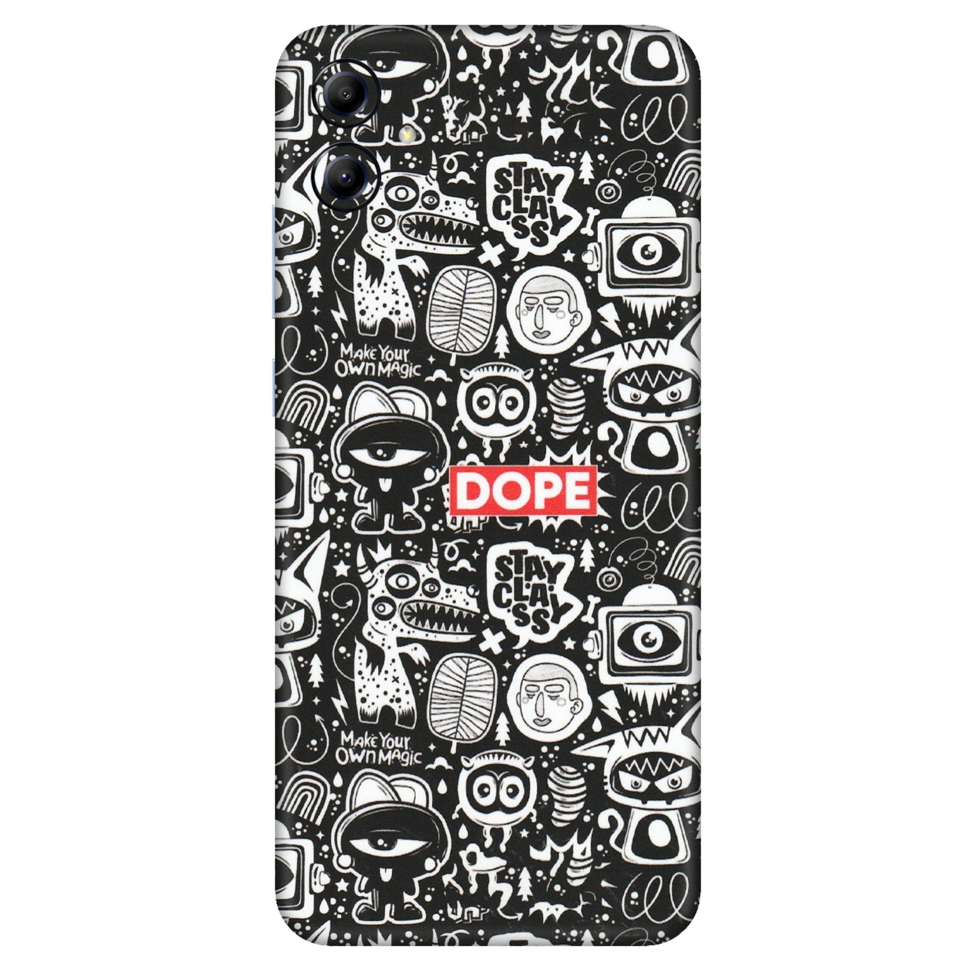 Samsung A/S Series Phone Skins (All Models) - Dope Stay Classy Black Doodles - Matte Finish (M-126) Samsung Galaxy A04E