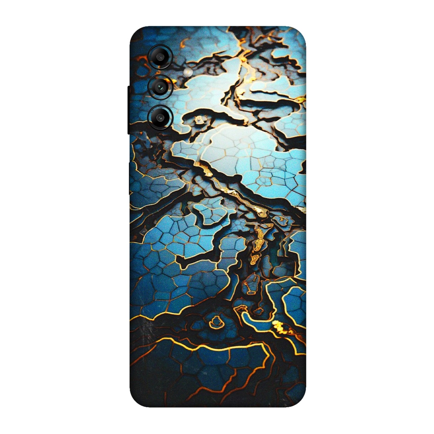 Samsung A/S Series Phone Skins (All Models) - Blue Gold Abstract - 3D Embossed Finish (L-11) Samsung Galaxy A04S