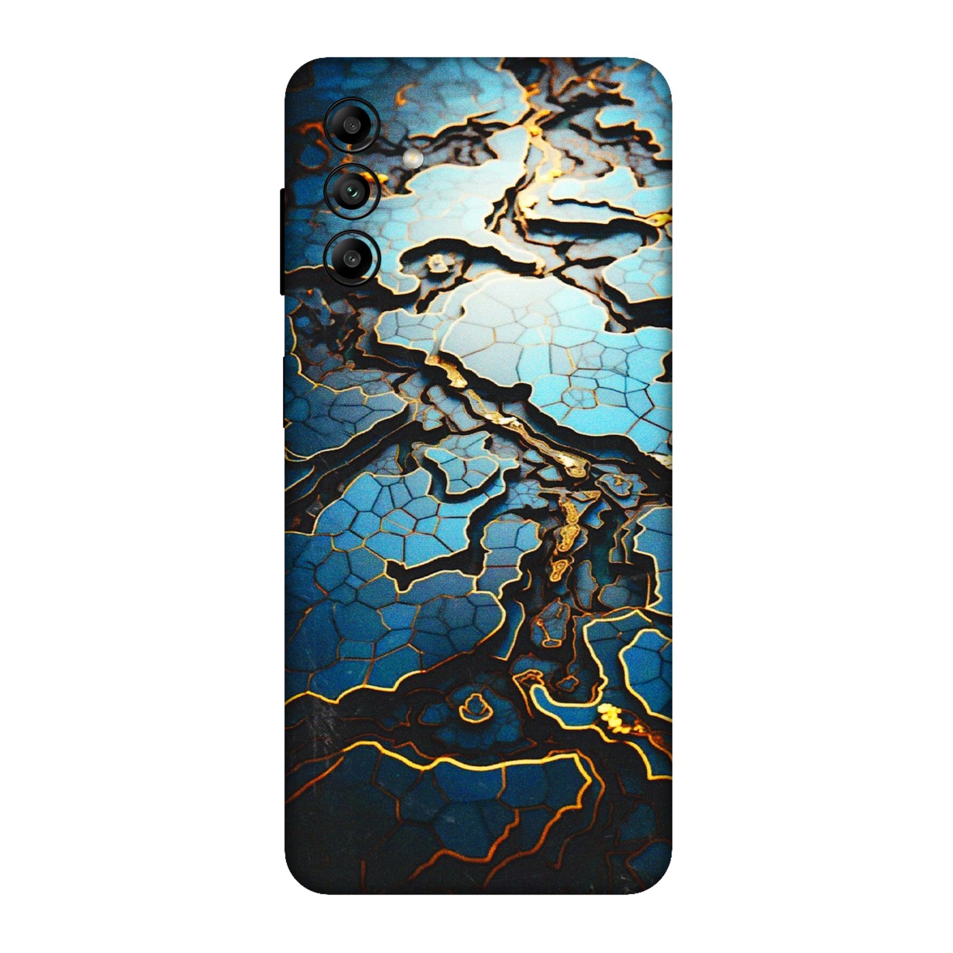 Samsung A/S Series Phone Skins (All Models) - Blue Gold Abstract - 3D Embossed Finish (L-11) Samsung Galaxy A04S