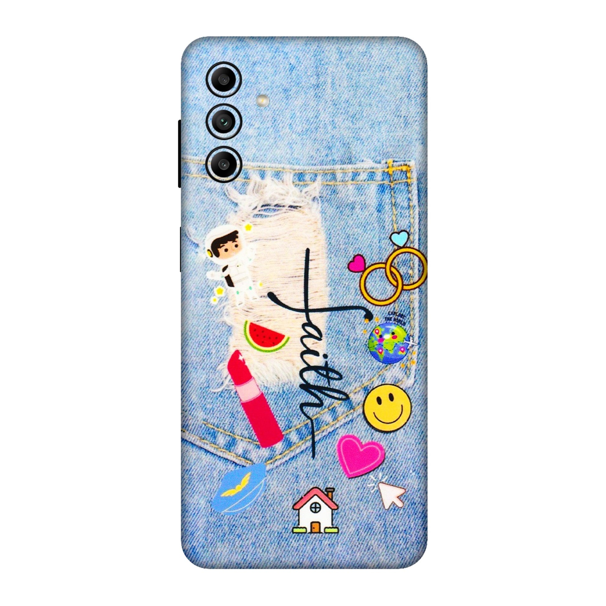 Samsung A/S Series Phone Skins (All Models) - Denim Jeans Pocket - 3D Embossed Finish (L-134) Samsung Galaxy A04S