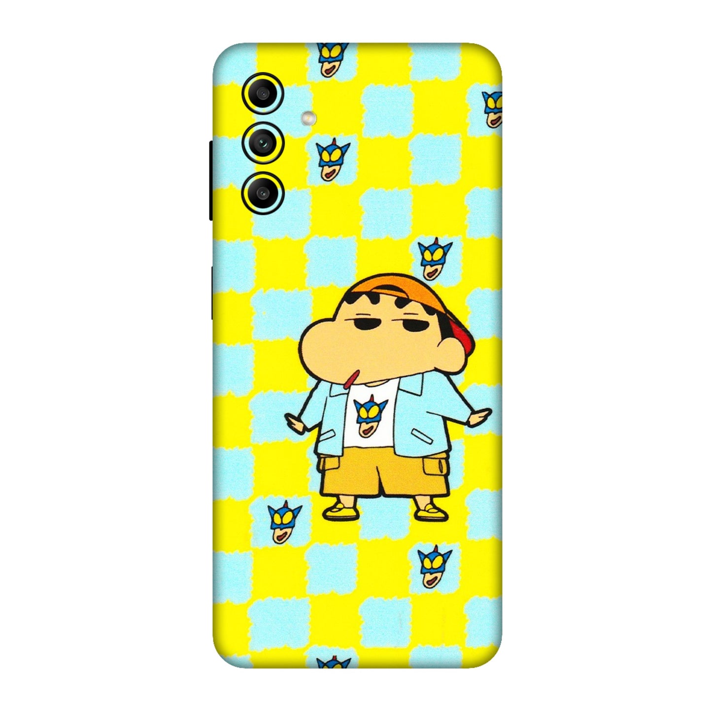 Samsung A/S Series Phone Skins (All Models) - Yellow Blue Shinchan Cute - 3D Embossed Finish (L-221) Samsung Galaxy A04S