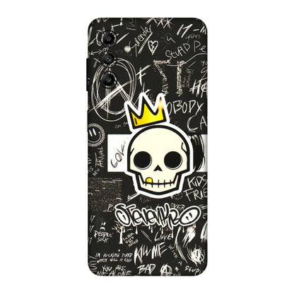 Samsung A/S Series Phone Skins (All Models) - Funny Skull Black Chalk Grafitti - 3D Embossed Finish (L-22) Samsung Galaxy A04S