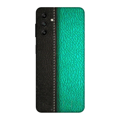 Samsung A/S Series Phone Skins (All Models) - Black Green Dual Leather Stich - 3D Embossed Finish (L-233) Samsung Galaxy A04S