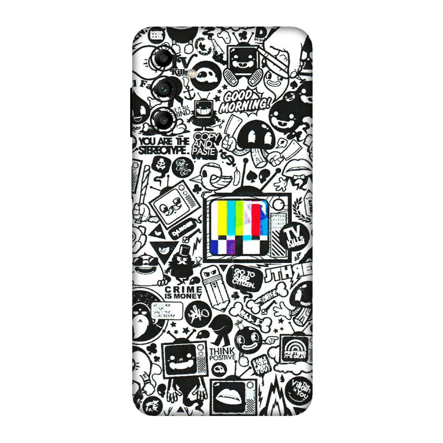 Samsung A/S Series Phone Skins (All Models) - Doodles Positive Art - 3D Embossed Finish (L-263) Samsung Galaxy A04S