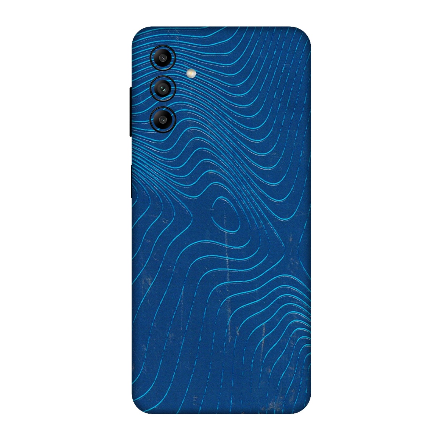 Samsung A/S Series Phone Skins (All Models) - Abstract Blue Line Map - 3D Embossed Finish (L-272) Samsung Galaxy A04S