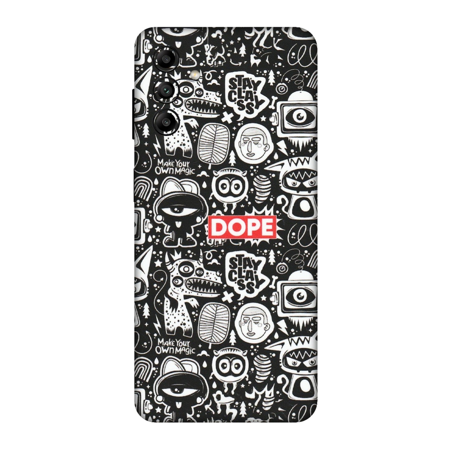 Samsung A/S Series Phone Skins (All Models) - Dope Stay Classy Black Doodles - Matte Finish (M-126) Samsung Galaxy A04S