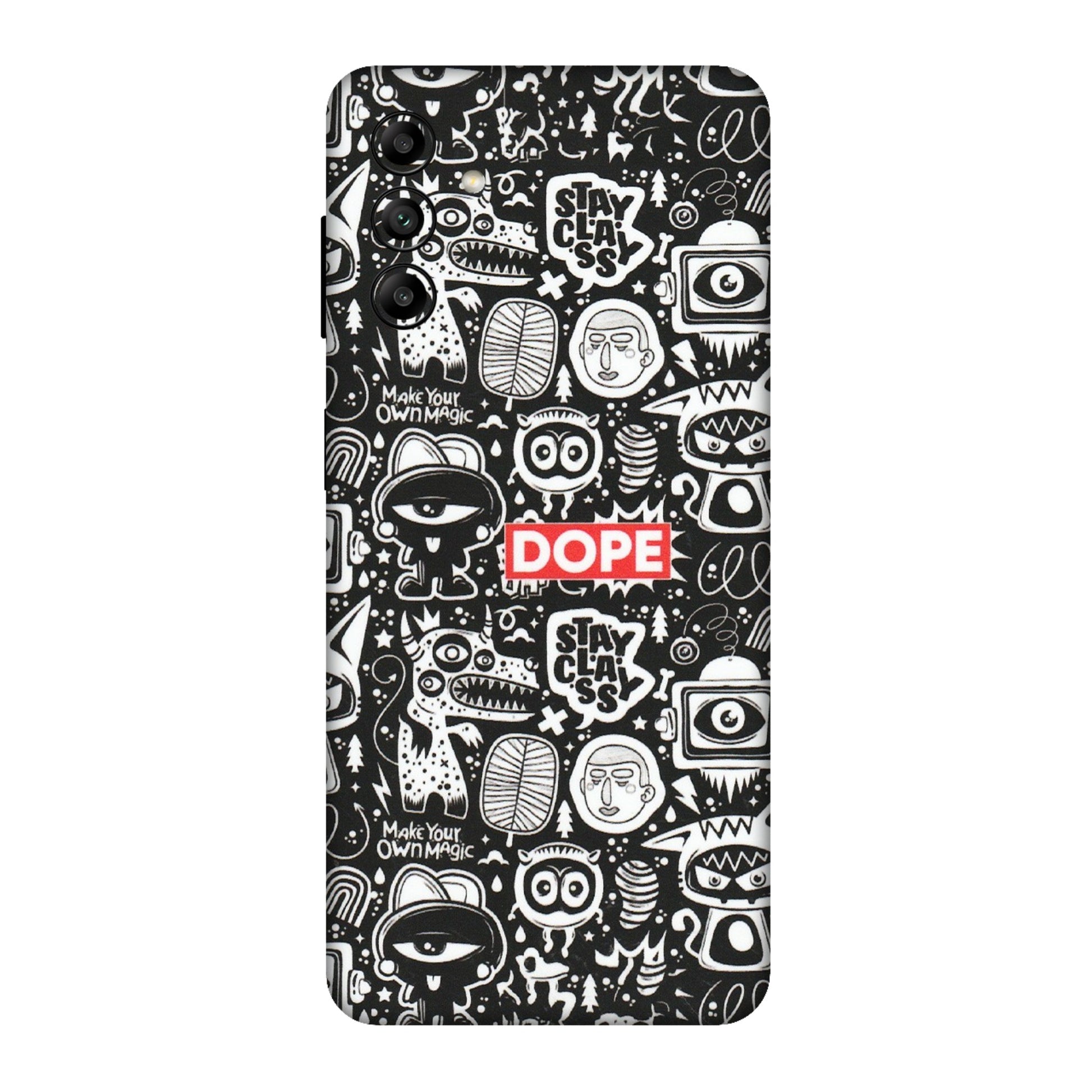 Samsung A/S Series Phone Skins (All Models) - Dope Stay Classy Black Doodles - Matte Finish (M-126) Samsung Galaxy A04S
