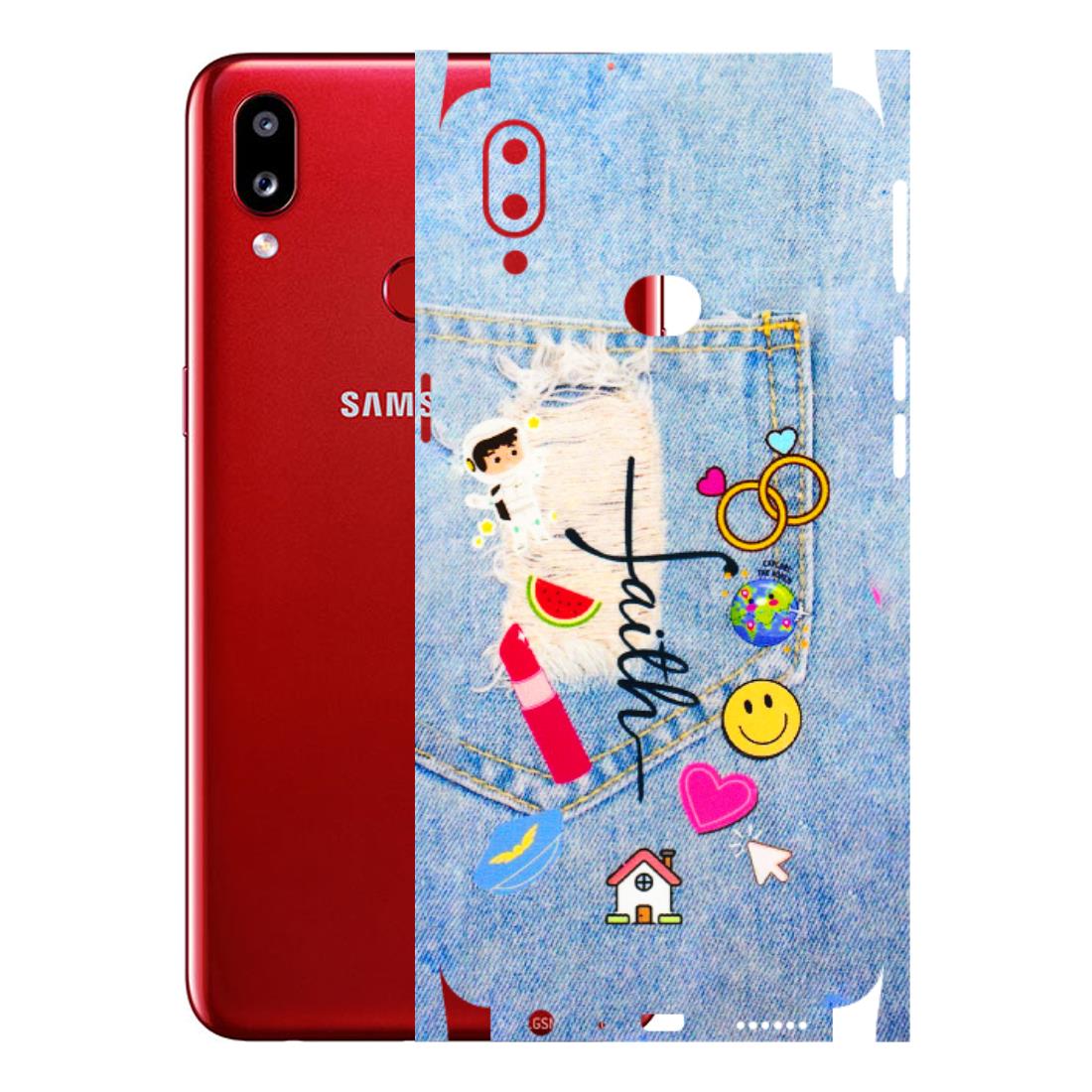 Samsung A/S Series Phone Skins (All Models) - Denim Jeans Pocket - 3D Embossed Finish (L-134) Samsung Galaxy A10S