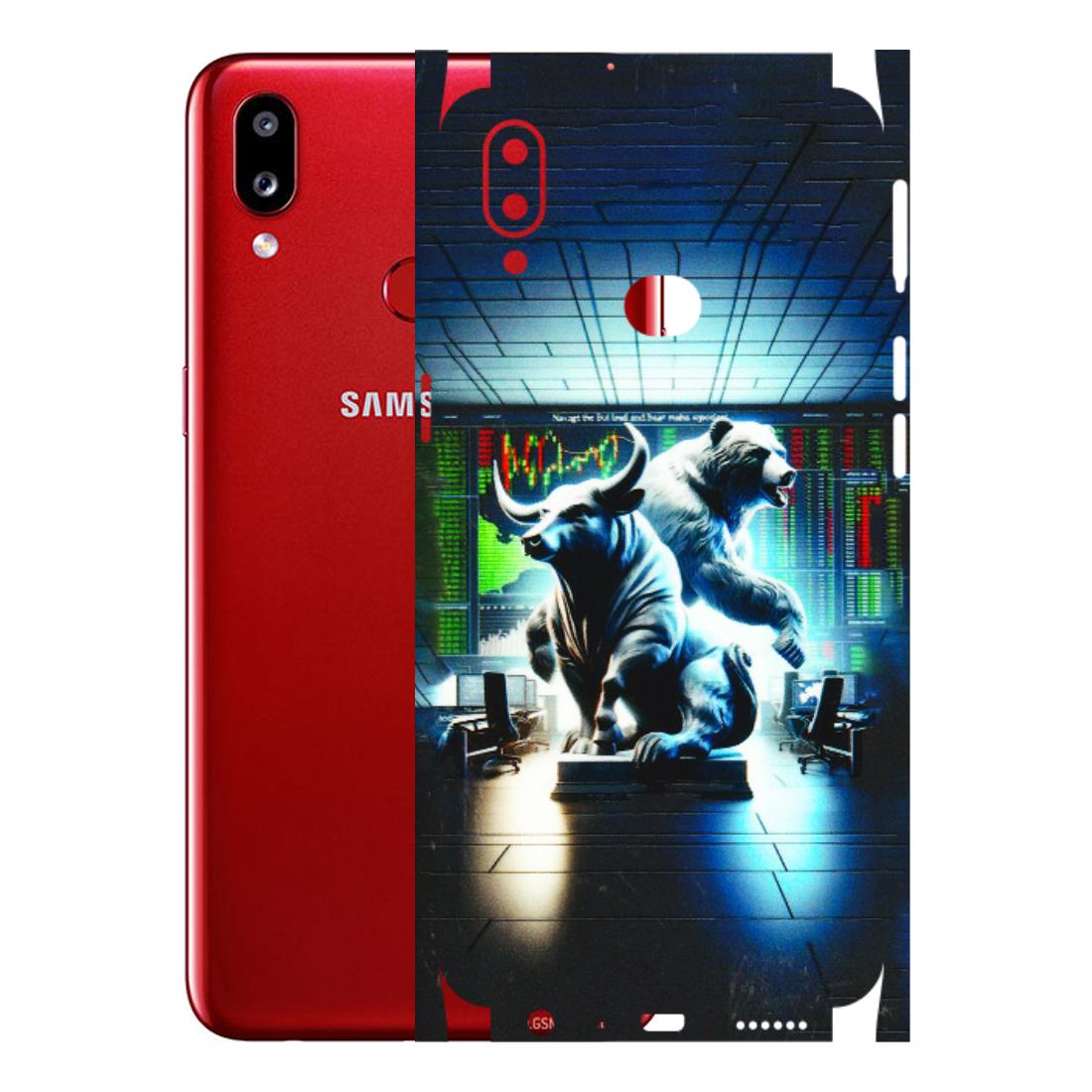 Samsung A/S Series Phone Skins (All Models) - Stock Market Sensex Bear vs Bulls - 3D Embossed Finish (L-15) Samsung Galaxy A10S
