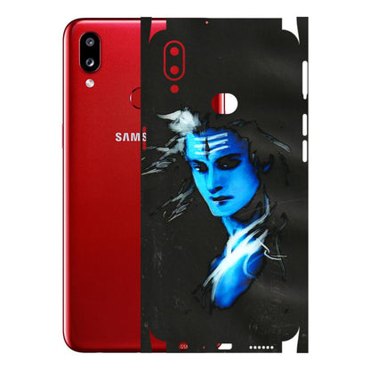 Samsung A/S Series Phone Skins (All Models) - Har Har Mahadev Blue/Black - 3D Embossed Finish (L-185) Samsung Galaxy A10S