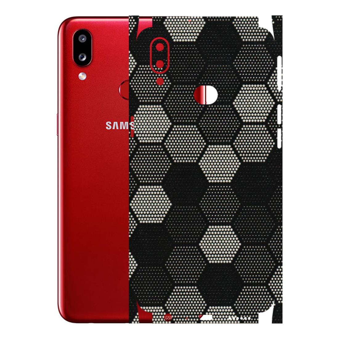 Samsung A/S Series Phone Skins (All Models) - Black & White Dotted Honeycomb Texture - 3D Embossed Finish (L-202) Samsung Galaxy A10S