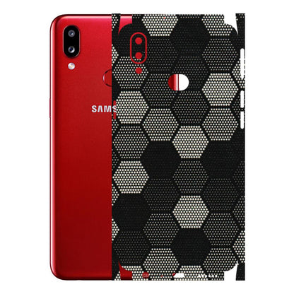 Samsung A/S Series Phone Skins (All Models) - Black & White Dotted Honeycomb Texture - 3D Embossed Finish (L-202) Samsung Galaxy A10S