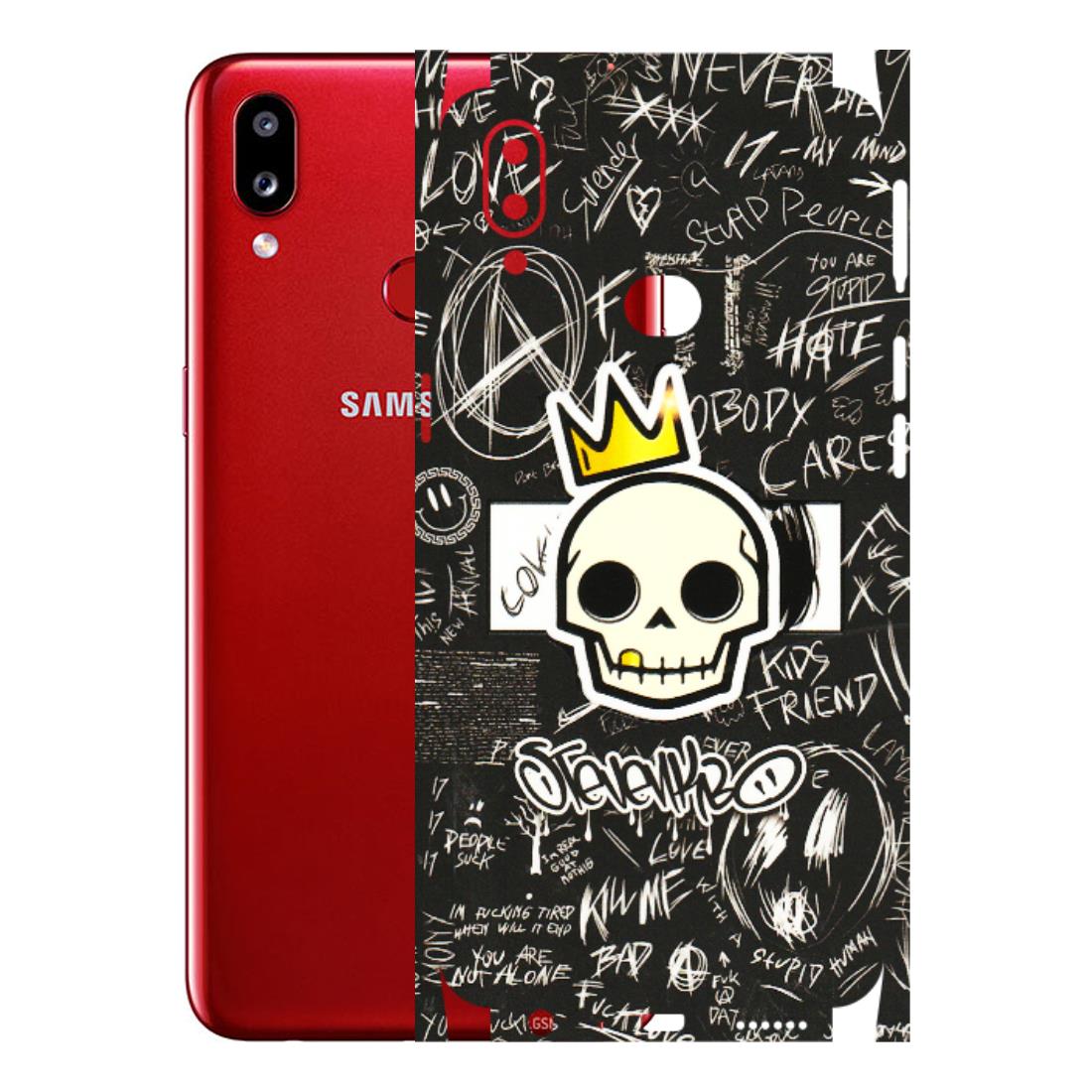 Samsung A/S Series Phone Skins (All Models) - Funny Skull Black Chalk Grafitti - 3D Embossed Finish (L-22) Samsung Galaxy A10S