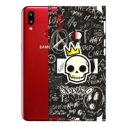 Samsung A/S Series Phone Skins (All Models) - Funny Skull Black Chalk Grafitti - 3D Embossed Finish (L-22) Samsung Galaxy A10S