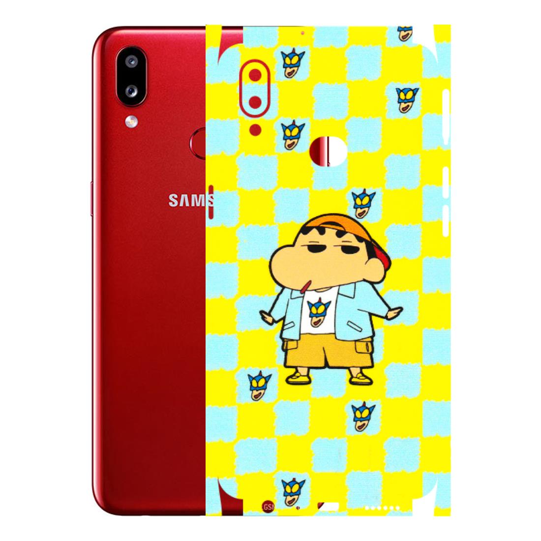 Samsung A/S Series Phone Skins (All Models) - Yellow Blue Shinchan Cute - 3D Embossed Finish (L-221) Samsung Galaxy A10S