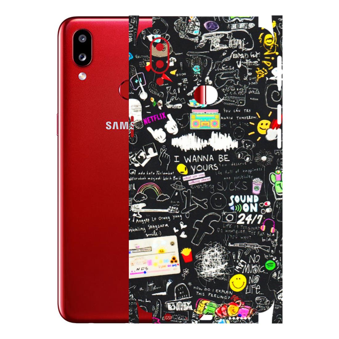 Samsung A/S Series Phone Skins (All Models) - Black Creatives Doodles - 3D Embossed Finish (L-311) Samsung Galaxy A10S